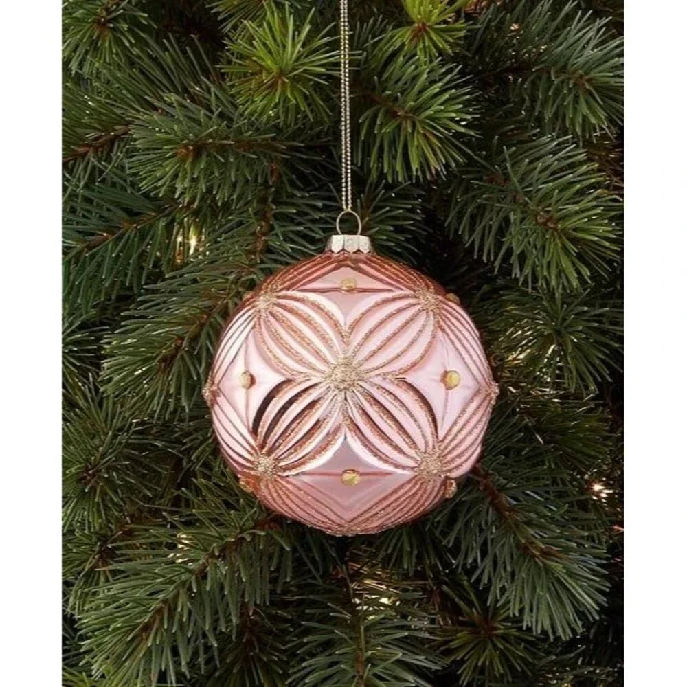 Macy’s Holiday Lane Glitter Texture Glass Ball Ornament